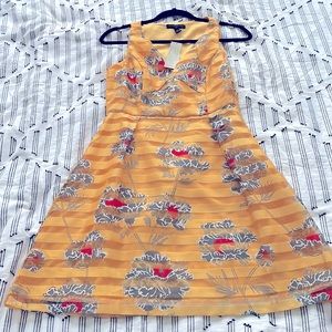 Banana Republic floral yellow gold dress